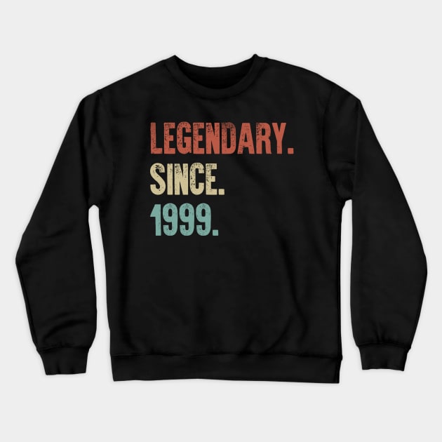 Retro Vintage 20th Birthday Legendary Since 1999 Crewneck Sweatshirt by DutchTees